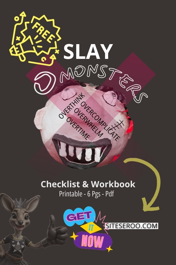 Pin for freebie checklist and workbook printable for Slay O Monsters