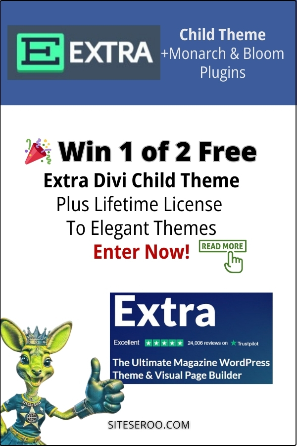 Enter to win the free giveaway for the Extra Divi Website Blog toolkit pin